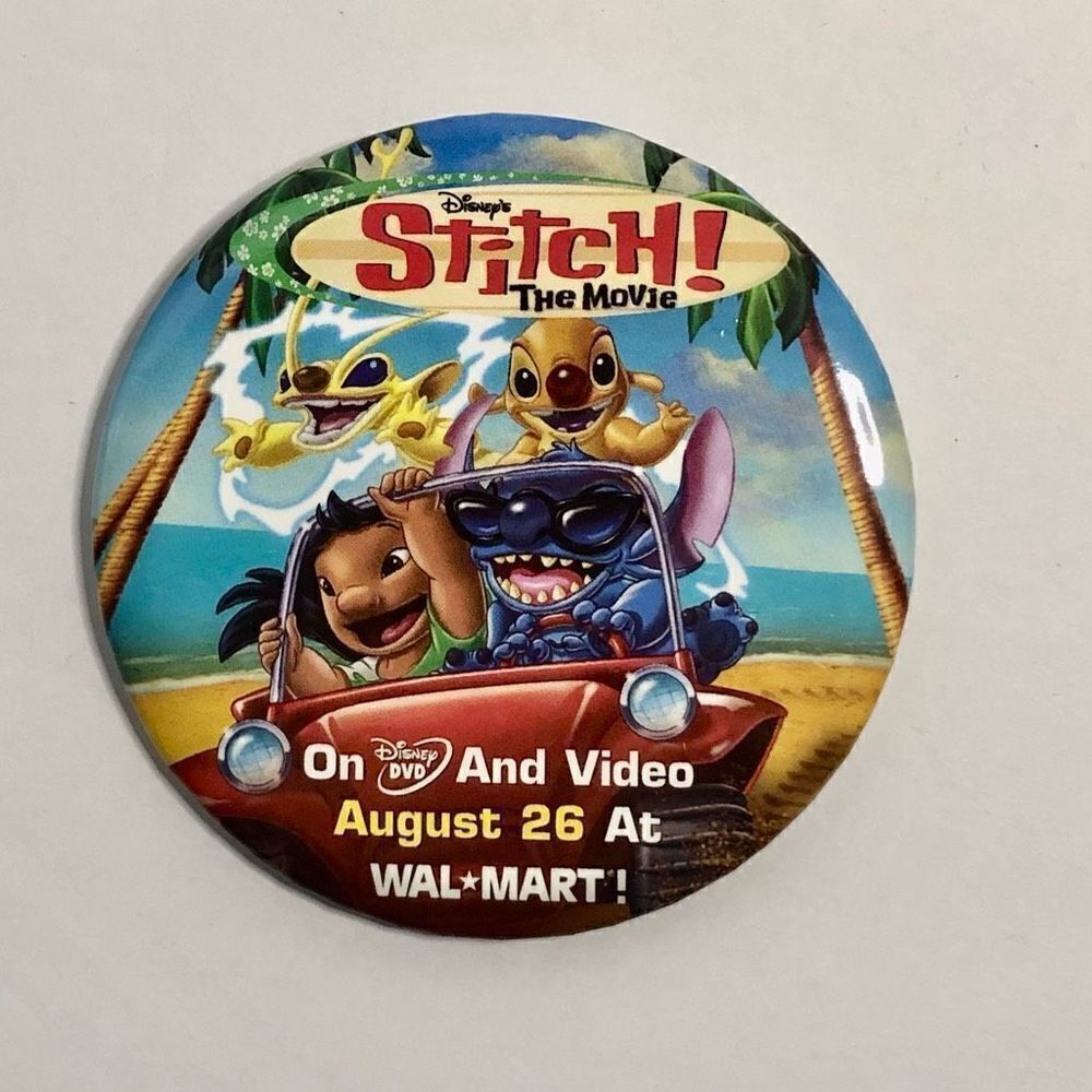 lilo and stitch the movie dvd‎ 2003 promo pin back button badge round Walmart